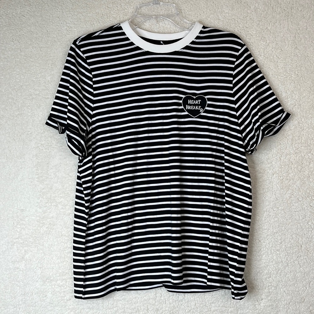NWT Soncy Womens Short Sleeve Tee with Contrast Black White SIZE 0X PLUS SIZE